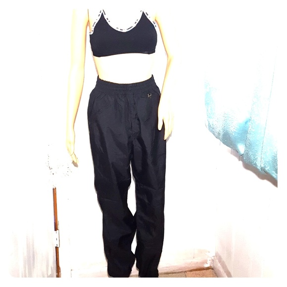 Vintage Pants - Vintage 80s Black Windbreaker Ski Pants 🖤 by Fera